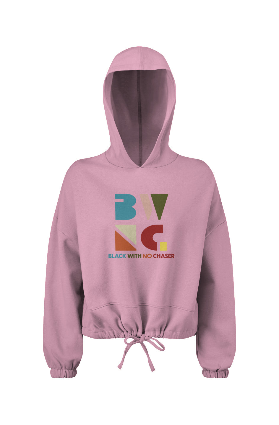 Black With No Chaser - Ladies' Cropped Oversize Hooded Sweatshirt