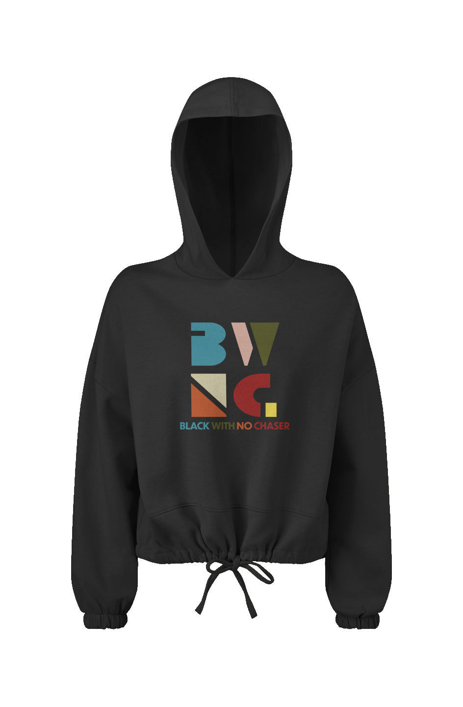 Black With No Chaser - Ladies' Cropped Oversize Hooded Sweatshirt